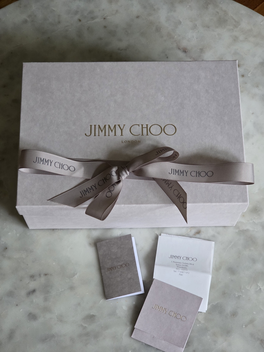 Jimmy Choo Dusty Gift Box w/ Ribbon & Cards